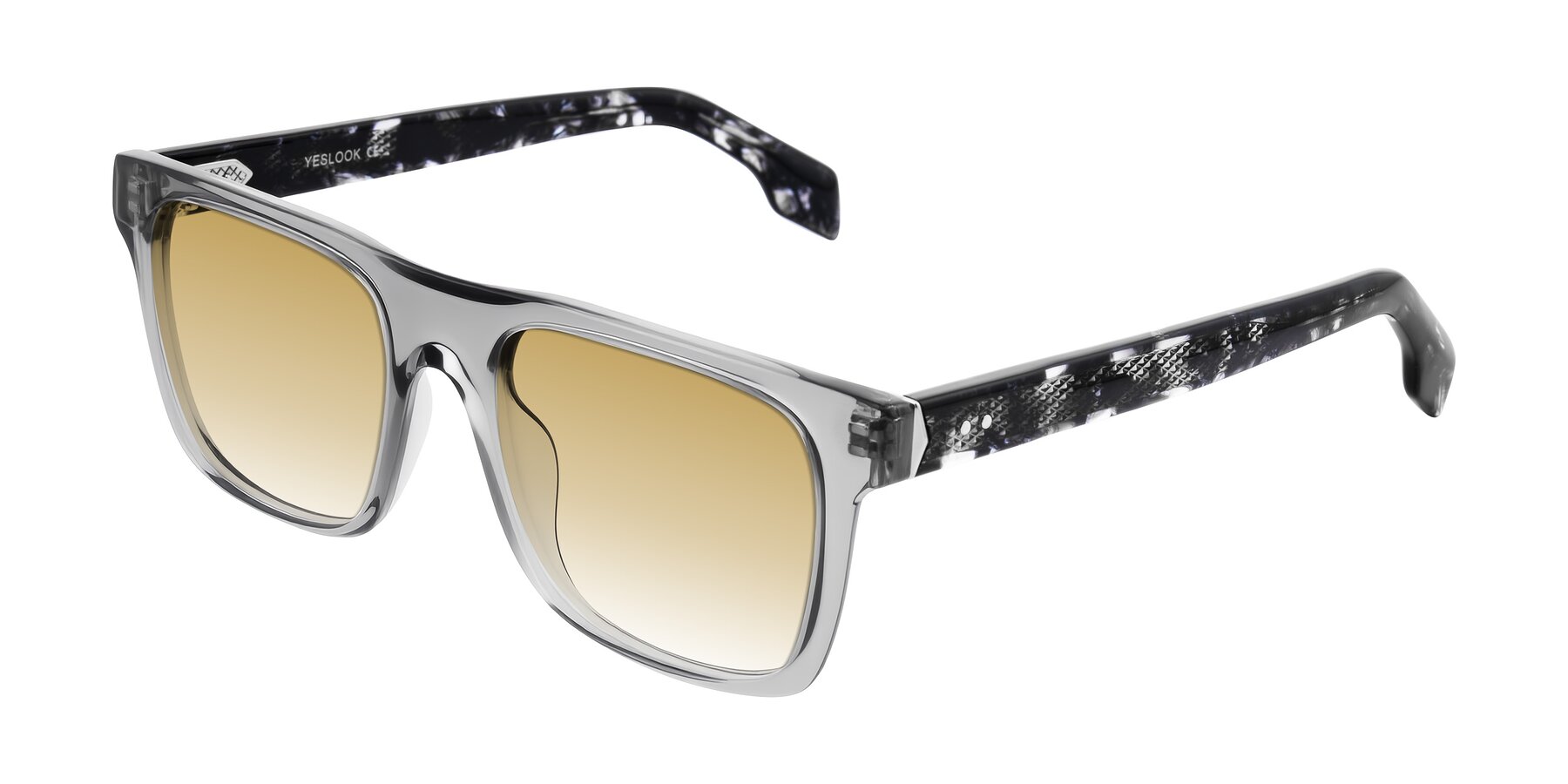 Angle of Lucid in Transparent Gray/Tortoise with Champagne Gradient Lenses