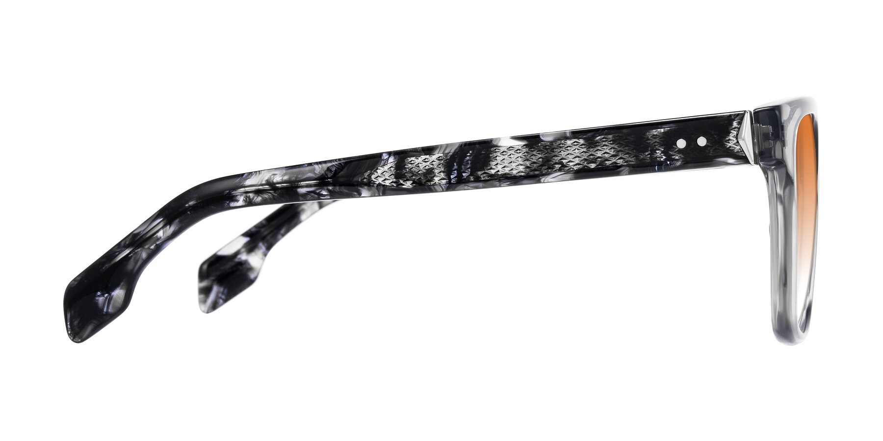 Side of Lucid in Transparent Gray/Tortoise with Orange Gradient Lenses