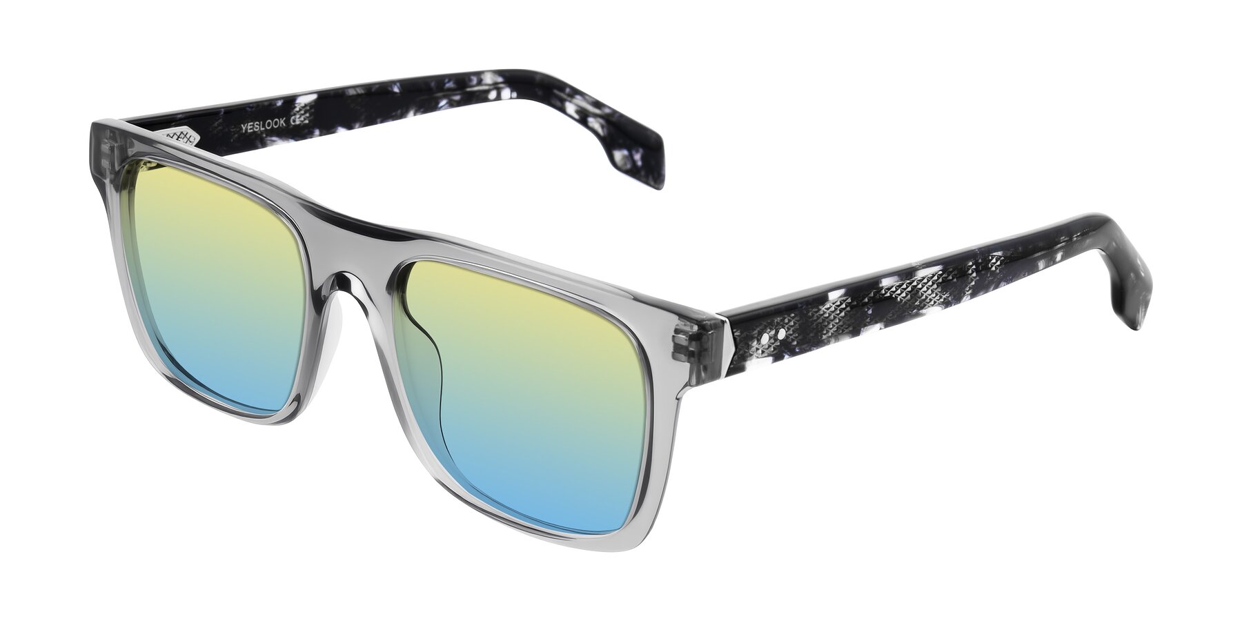 Angle of Lucid in Transparent Gray/Tortoise with Yellow / Blue Gradient Lenses