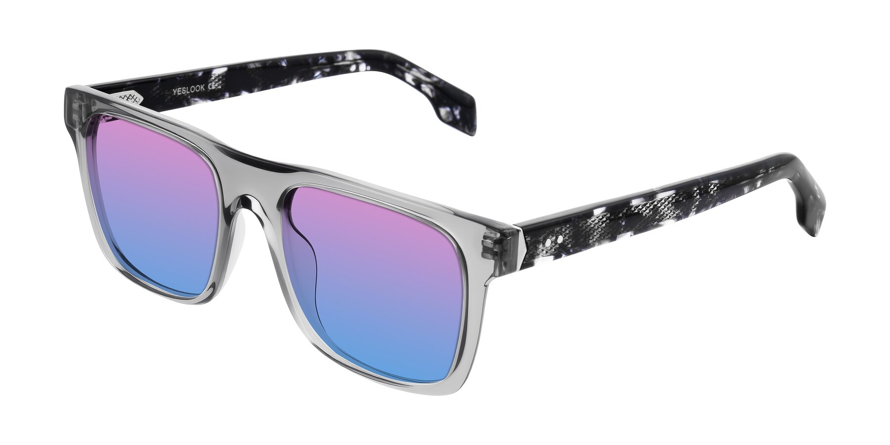 Angle of Lucid in Transparent Gray/Tortoise with Pink / Blue Gradient Lenses