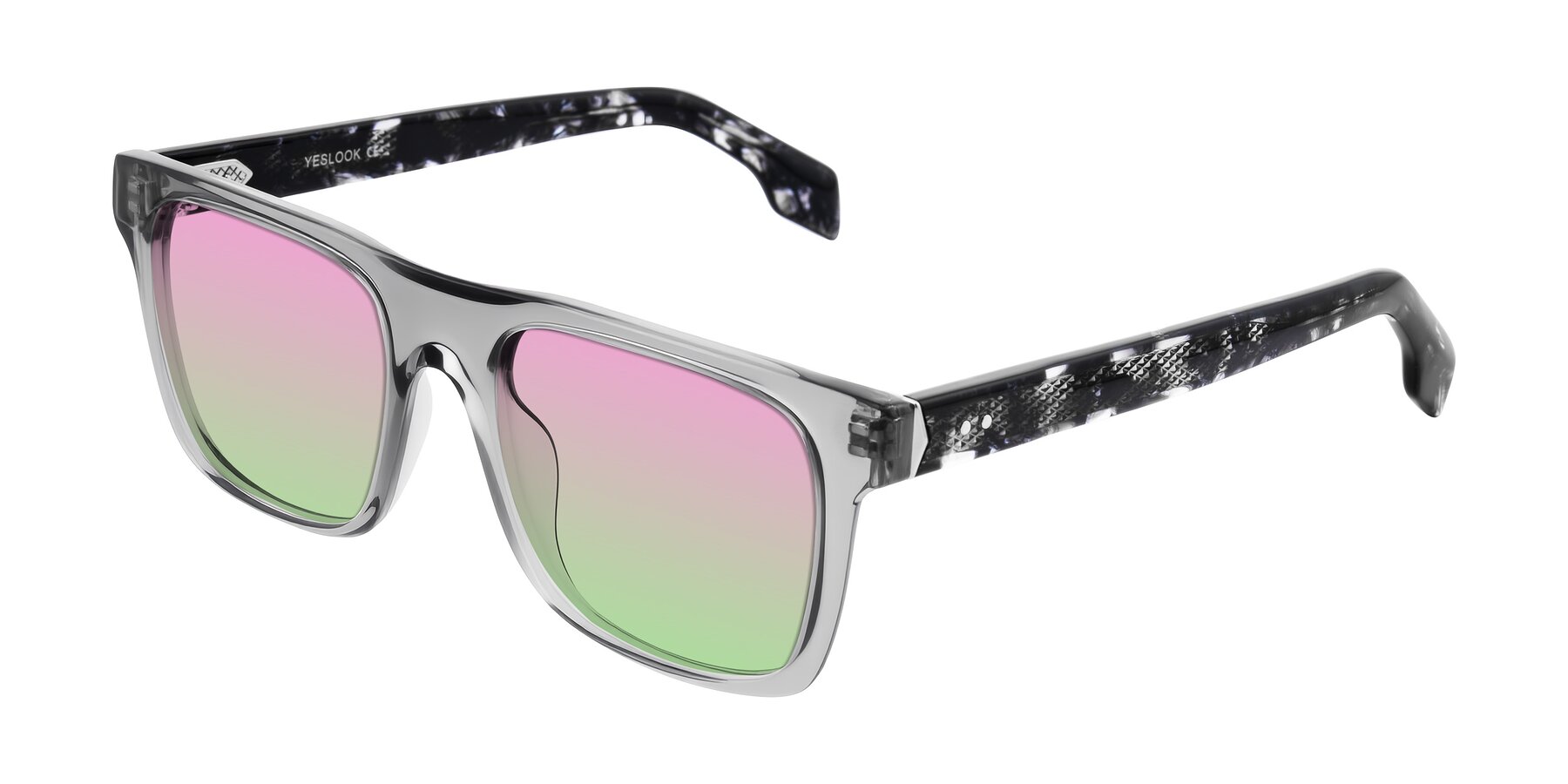 Angle of Lucid in Transparent Gray/Tortoise with Pink / Green Gradient Lenses