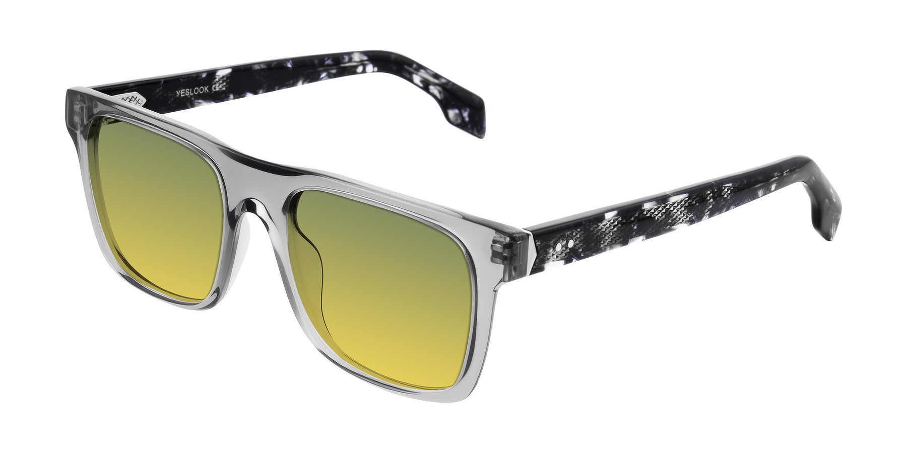 Angle of Lucid in Transparent Gray/Tortoise with Green / Yellow Gradient Lenses