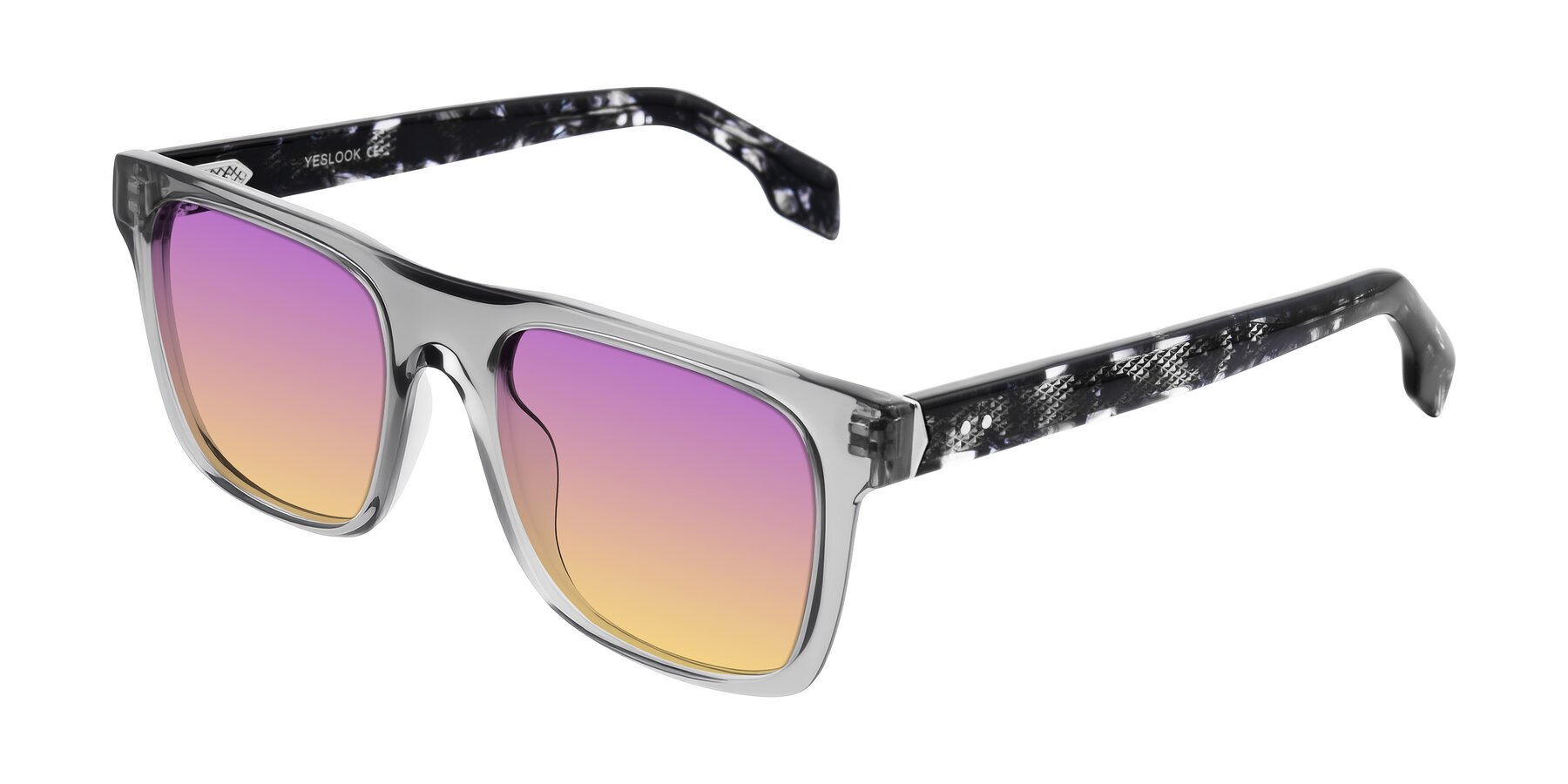 Angle of Lucid in Transparent Gray/Tortoise with Purple / Yellow Gradient Lenses