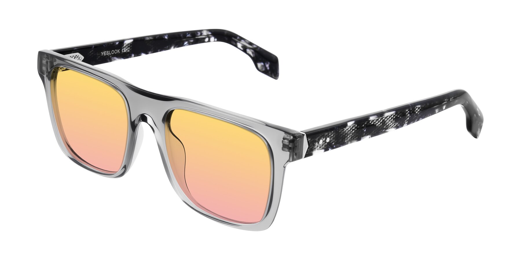 Angle of Lucid in Transparent Gray/Tortoise with Yellow / Pink Gradient Lenses