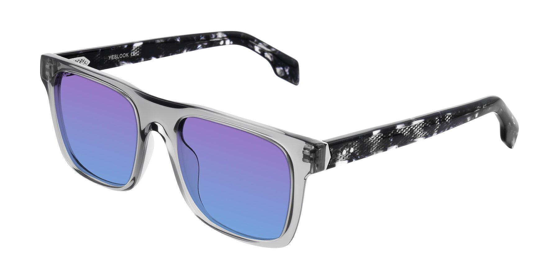 Angle of Lucid in Transparent Gray/Tortoise with Purple / Blue Gradient Lenses