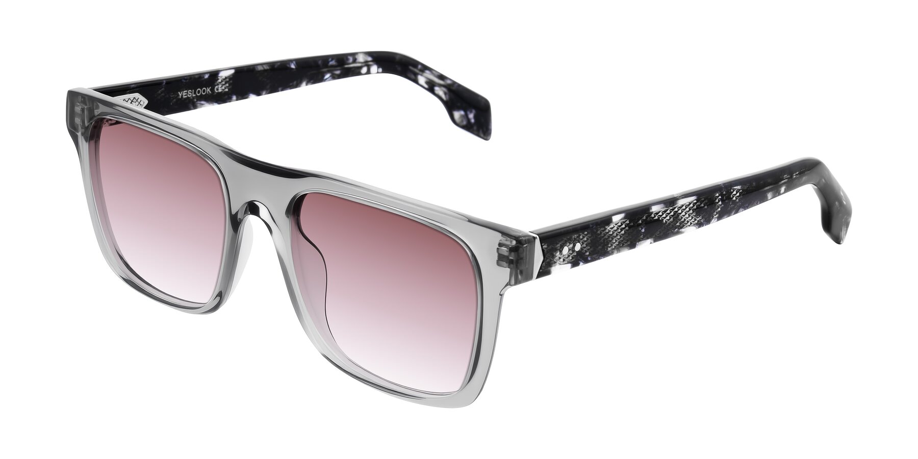 Angle of Lucid in Transparent Gray/Tortoise with Garnet Gradient Lenses