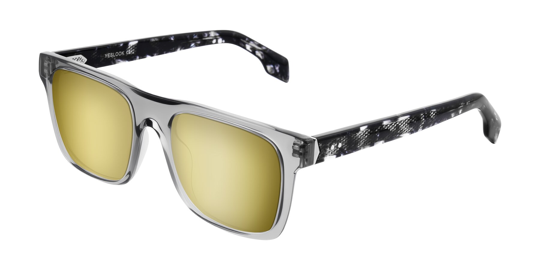 Angle of Lucid in Transparent Gray/Tortoise with Gold Mirrored Lenses
