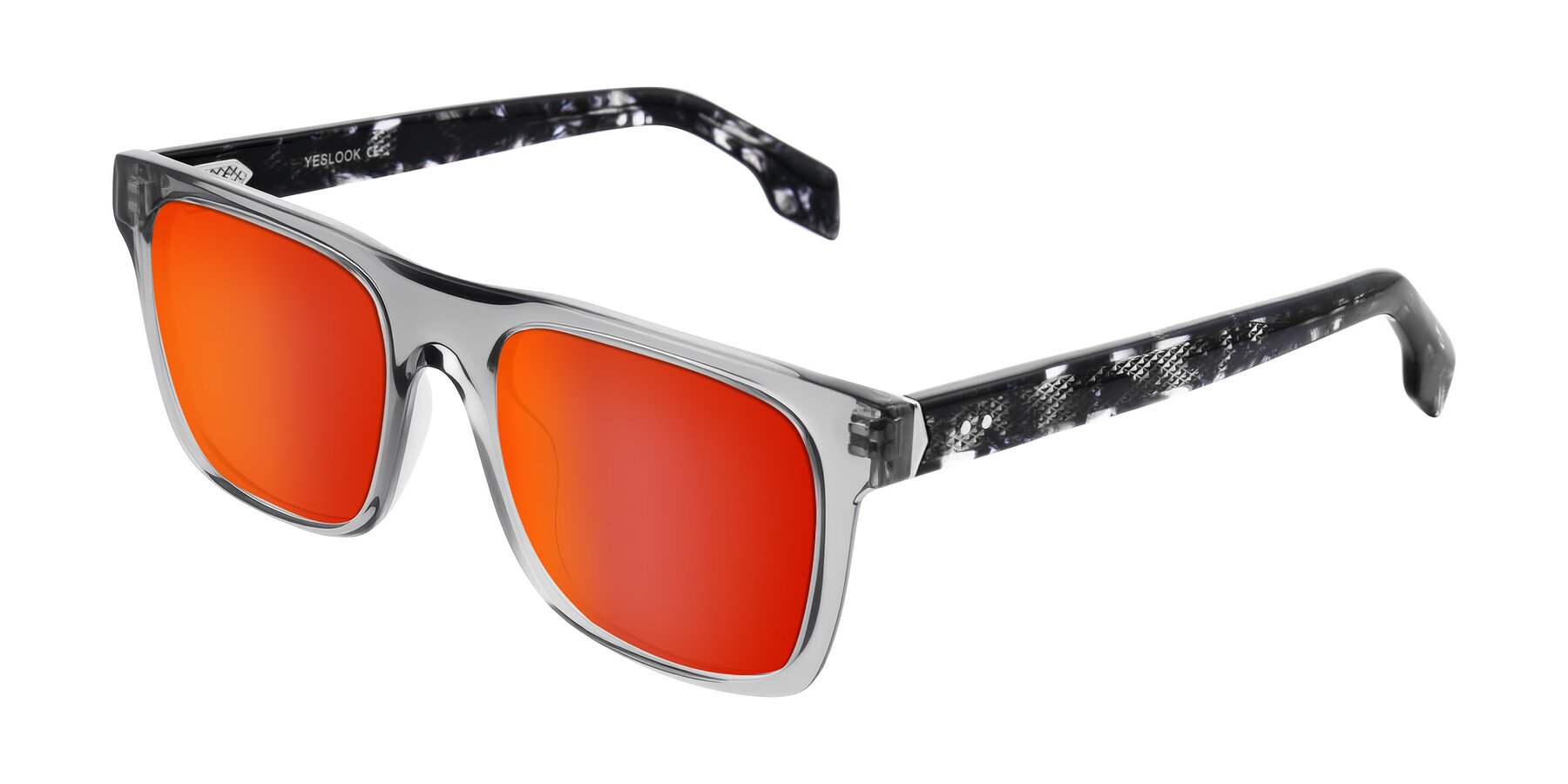 Angle of Lucid in Transparent Gray/Tortoise with Red Gold Mirrored Lenses