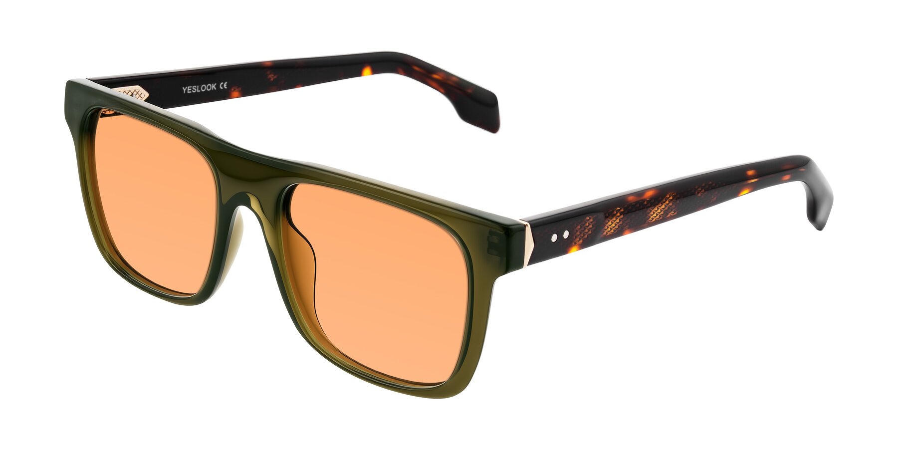 Angle of Lucid in Green/Tortoise with Medium Orange Tinted Lenses