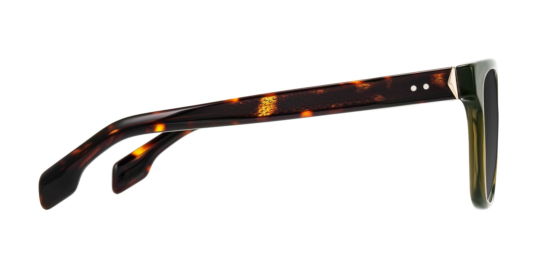 Side of Lucid in Green/Tortoise with Gray Tinted Lenses
