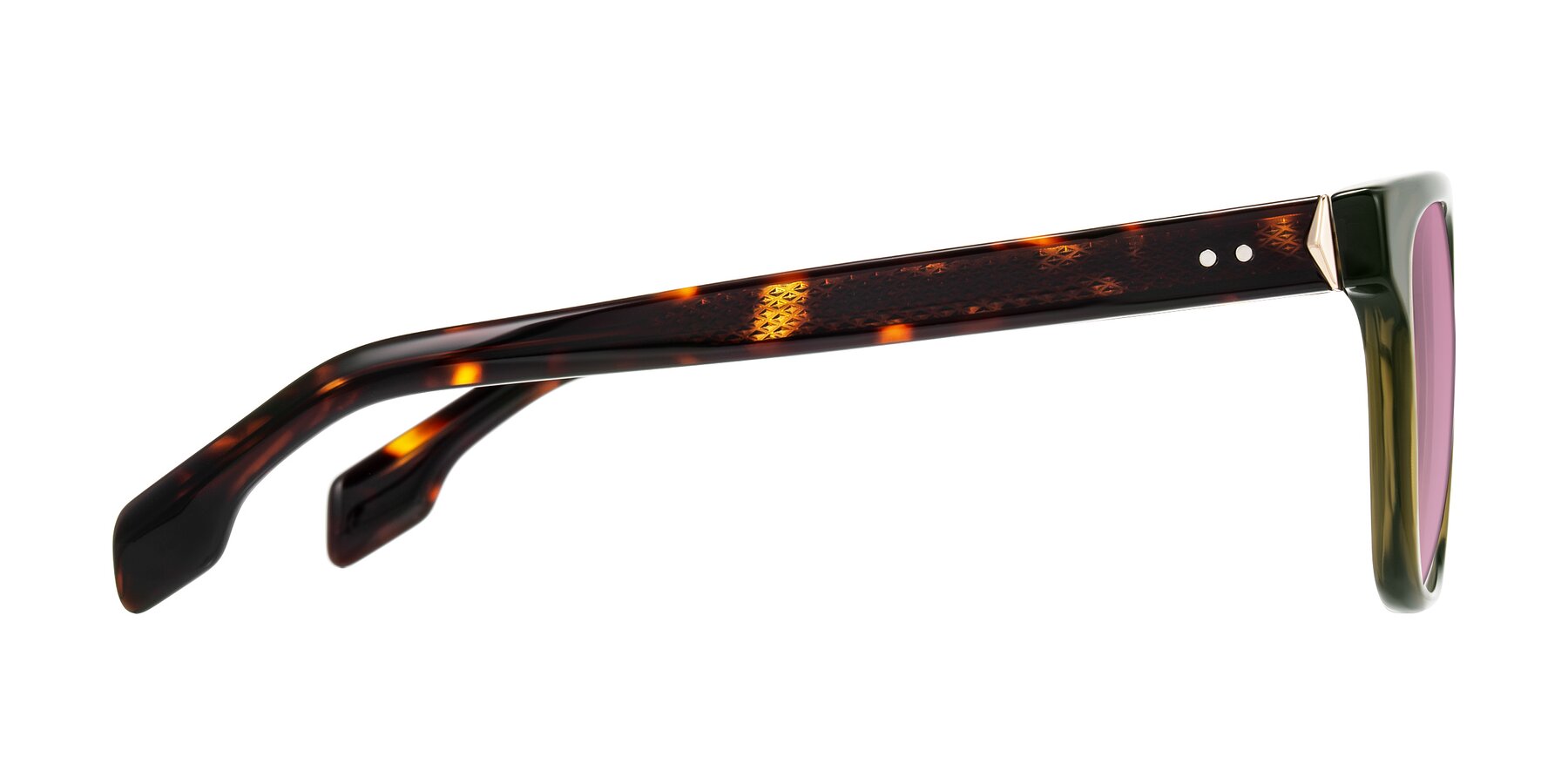 Side of Lucid in Green/Tortoise with Medium Wine Tinted Lenses