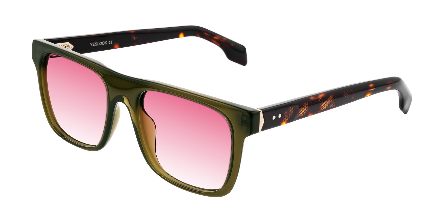 Angle of Lucid in Green/Tortoise with Pink Gradient Lenses