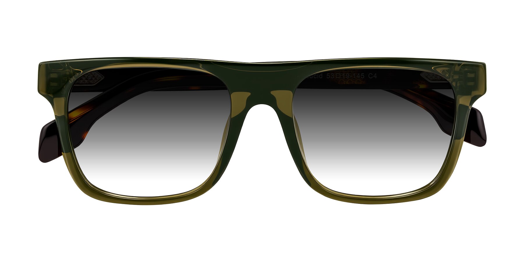 Folded Front of Lucid in Green/Tortoise with Gray Gradient Lenses