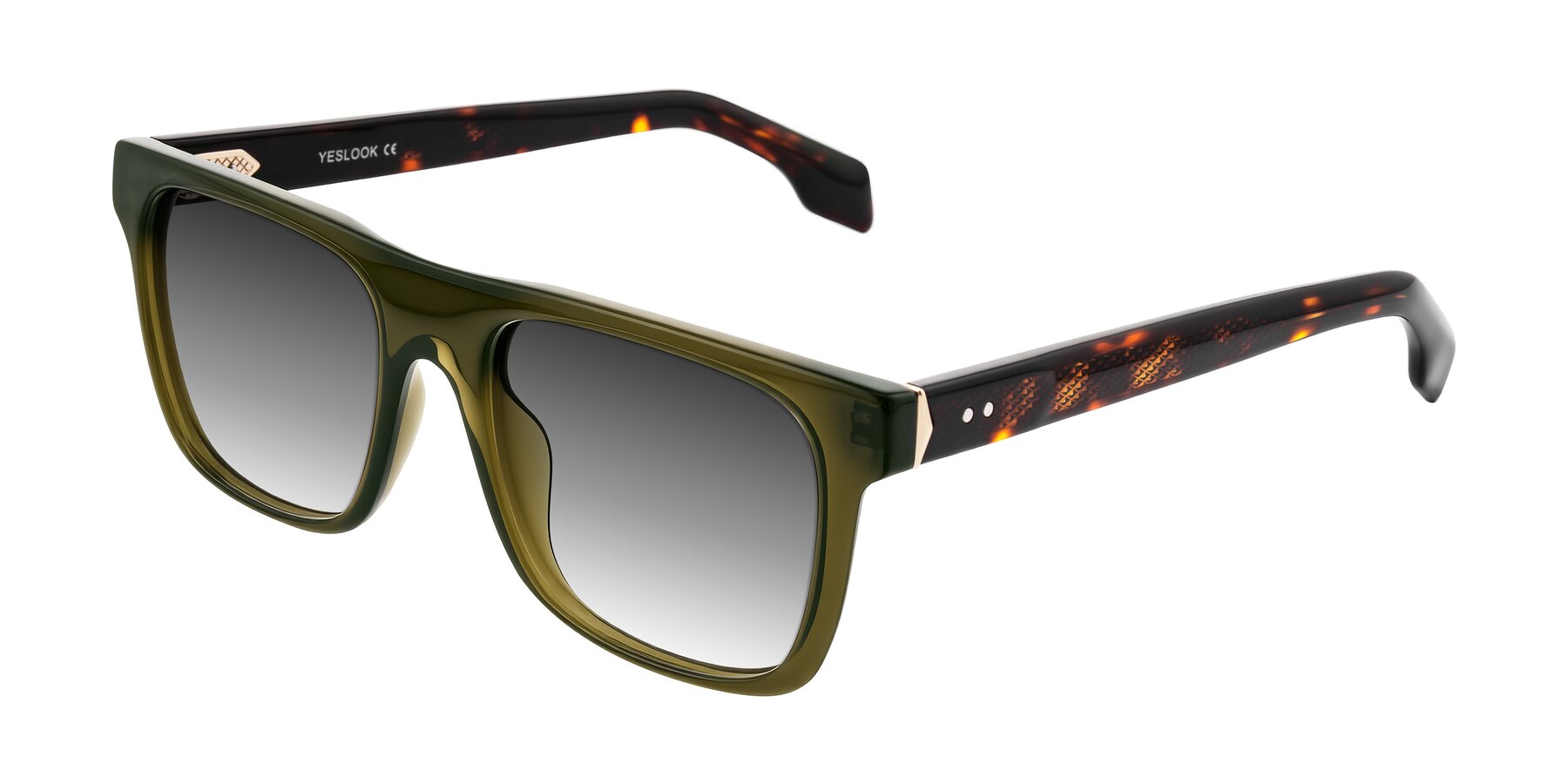 Angle of Lucid in Green/Tortoise with Gray Gradient Lenses