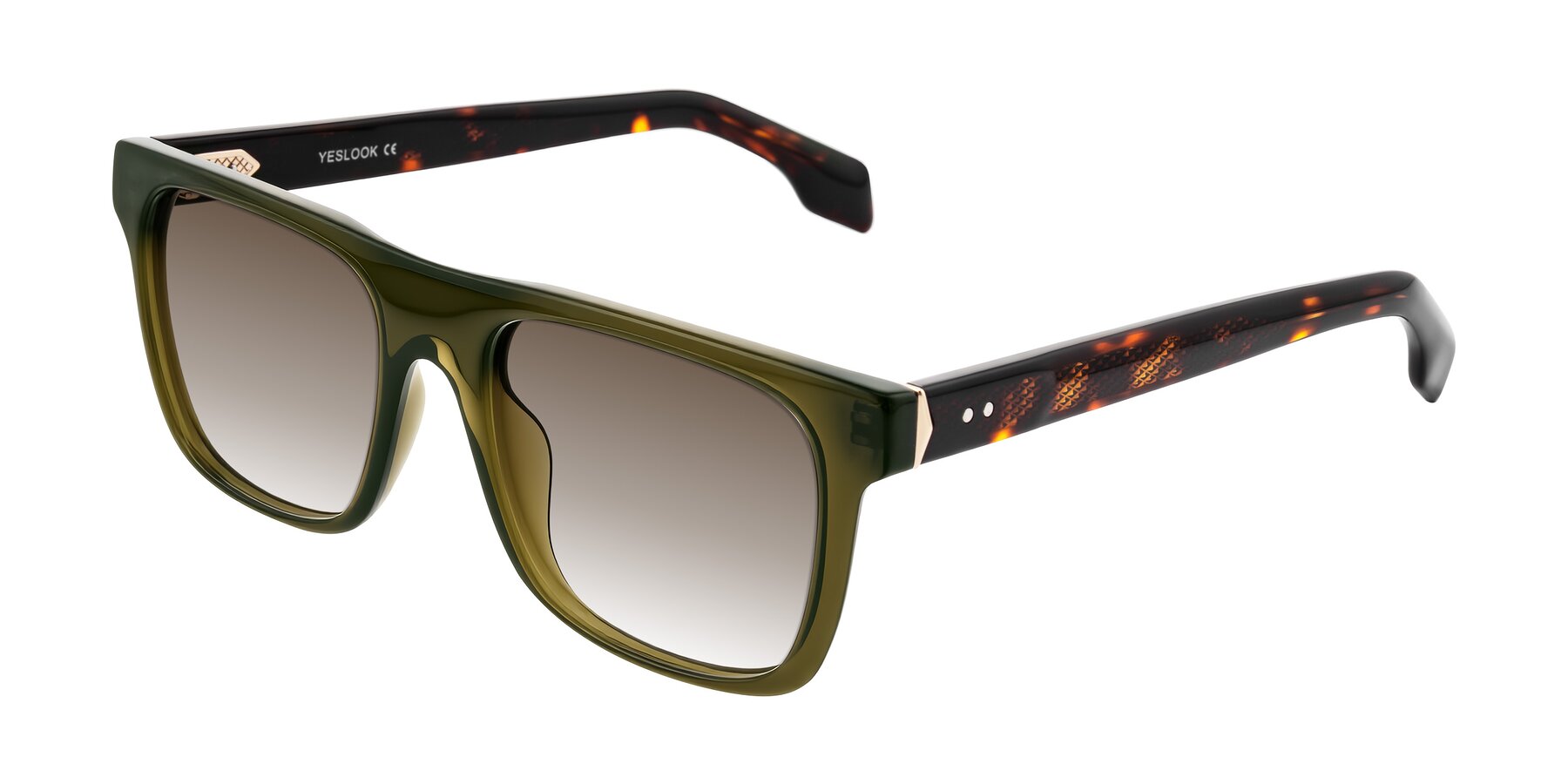 Angle of Lucid in Green/Tortoise with Brown Gradient Lenses