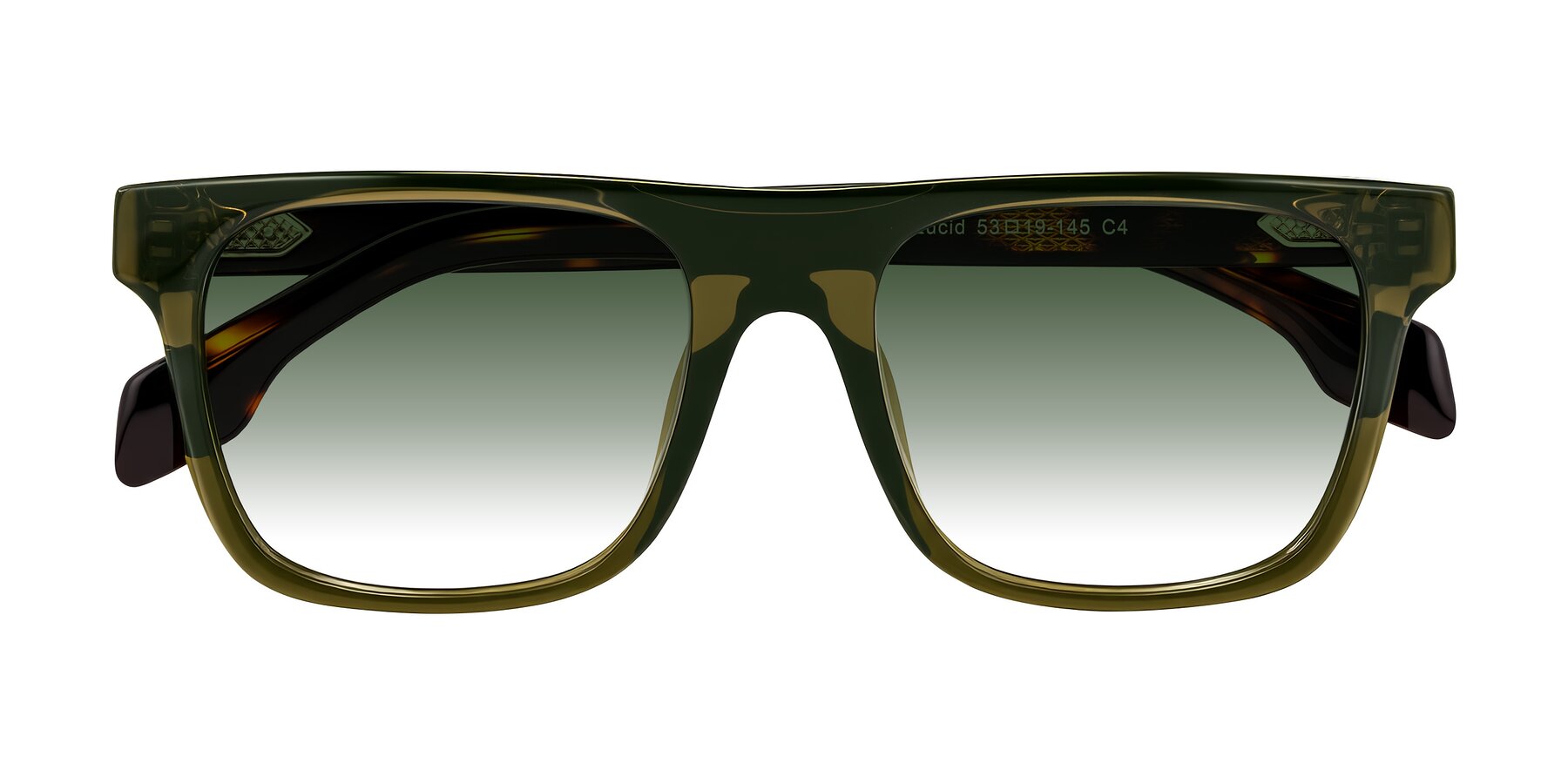 Folded Front of Lucid in Green/Tortoise with Green Gradient Lenses