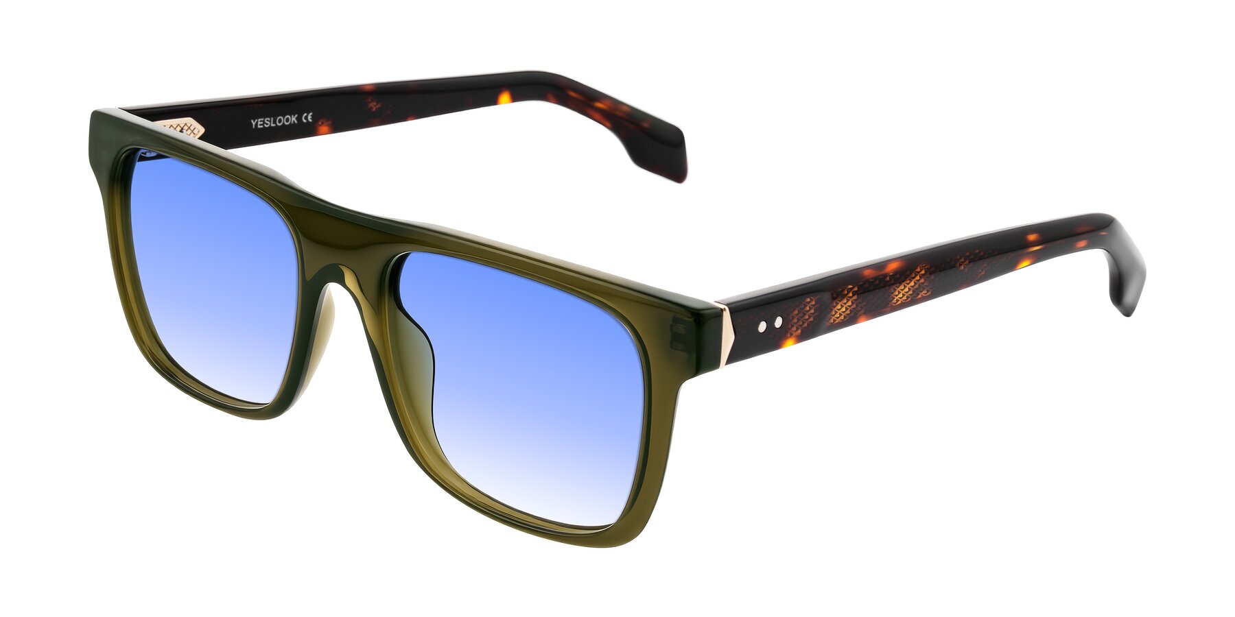Angle of Lucid in Green/Tortoise with Blue Gradient Lenses