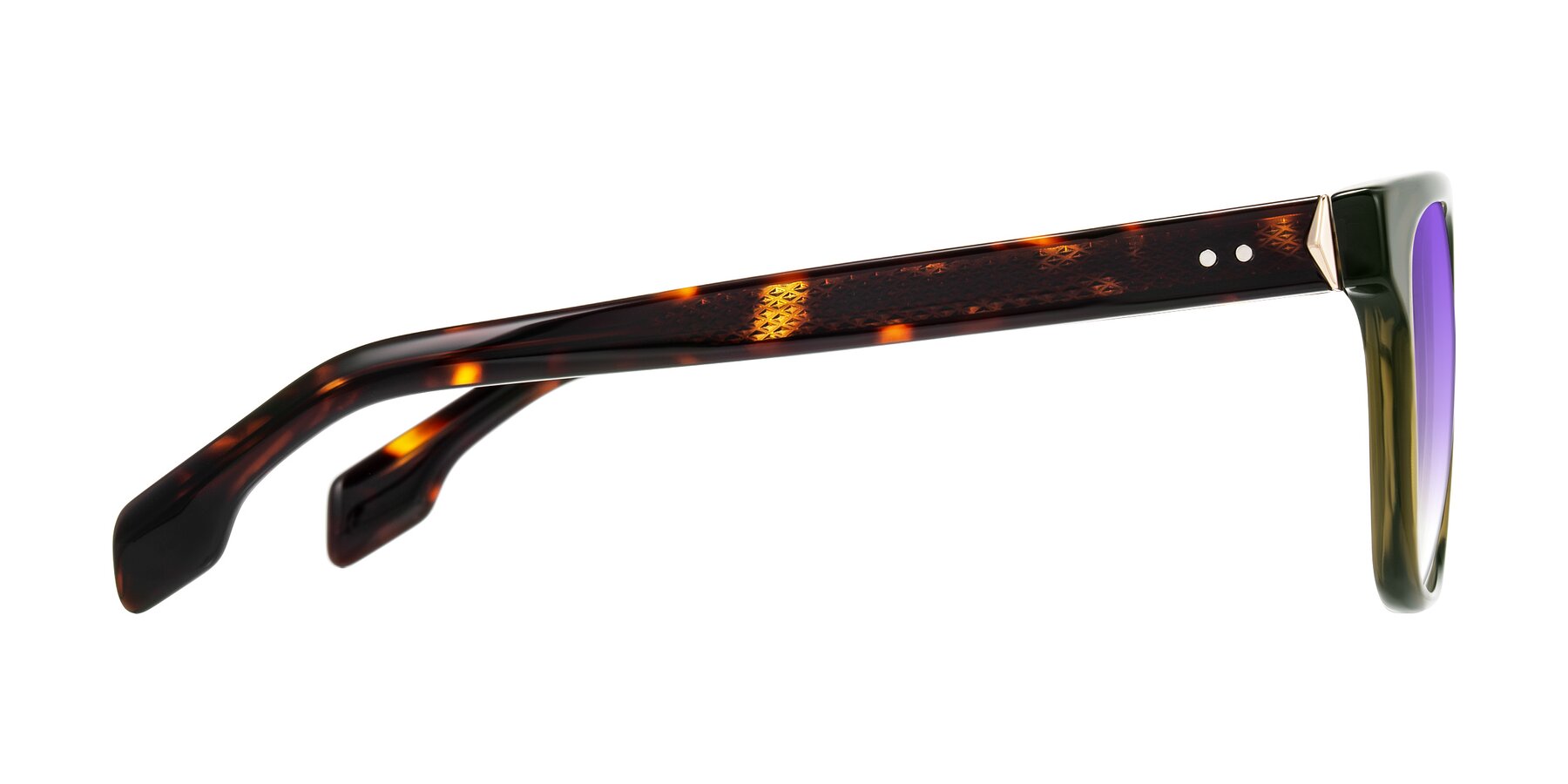 Side of Lucid in Green/Tortoise with Purple Gradient Lenses