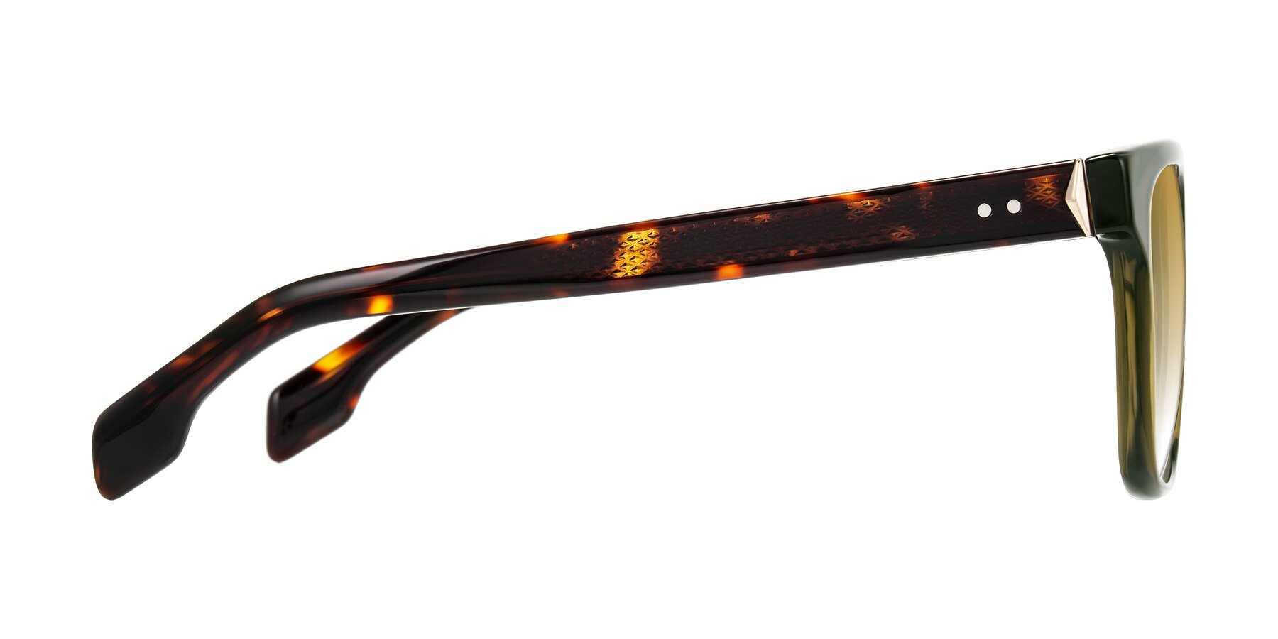 Side of Lucid in Green/Tortoise with Champagne Gradient Lenses