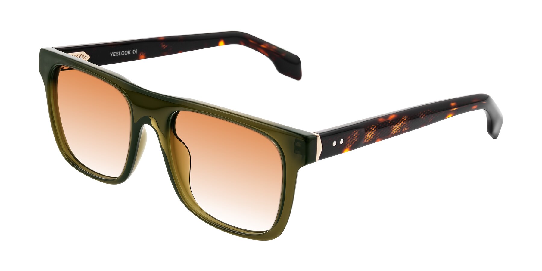 Angle of Lucid in Green/Tortoise with Orange Gradient Lenses