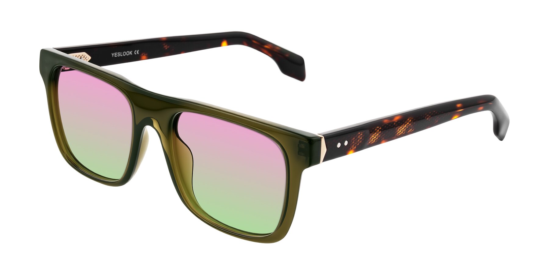 Angle of Lucid in Green/Tortoise with Pink / Green Gradient Lenses