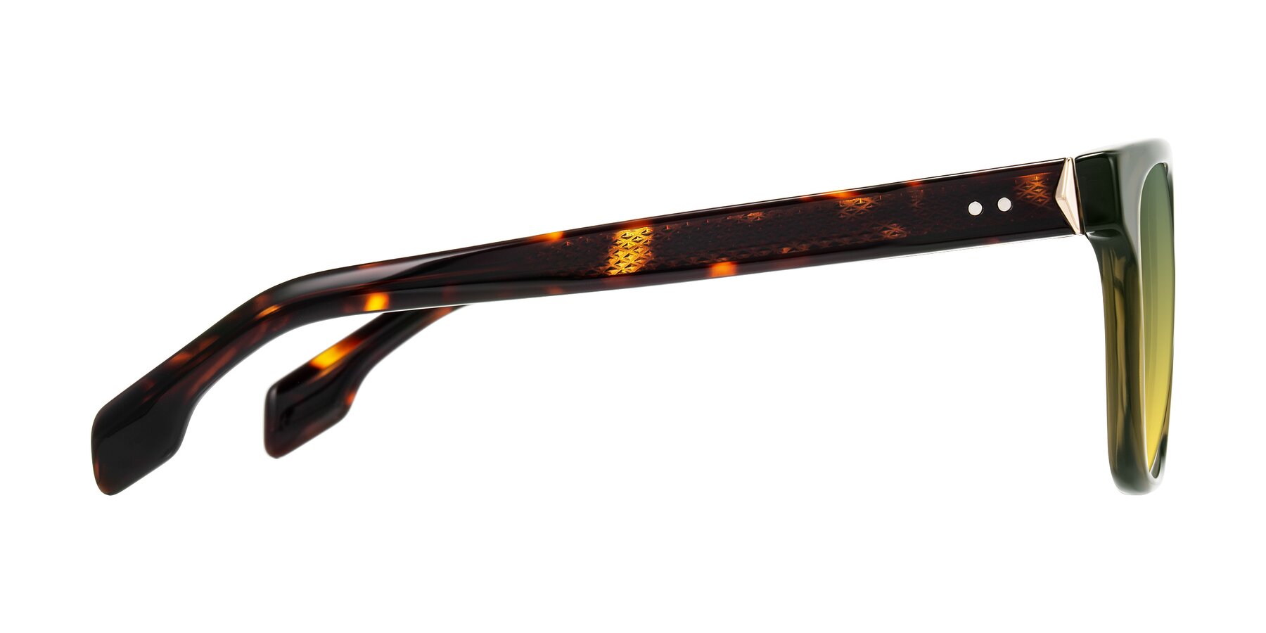 Side of Lucid in Green/Tortoise with Green / Yellow Gradient Lenses