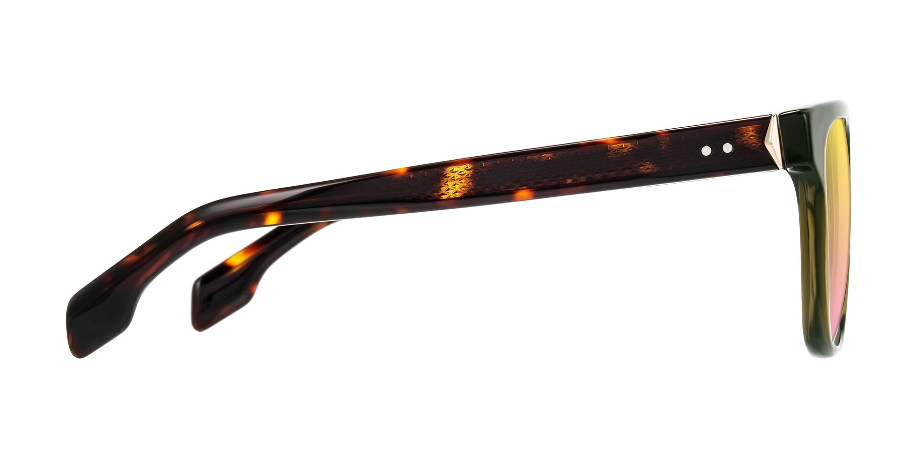 Side of Lucid in Green/Tortoise with Yellow / Pink Gradient Lenses