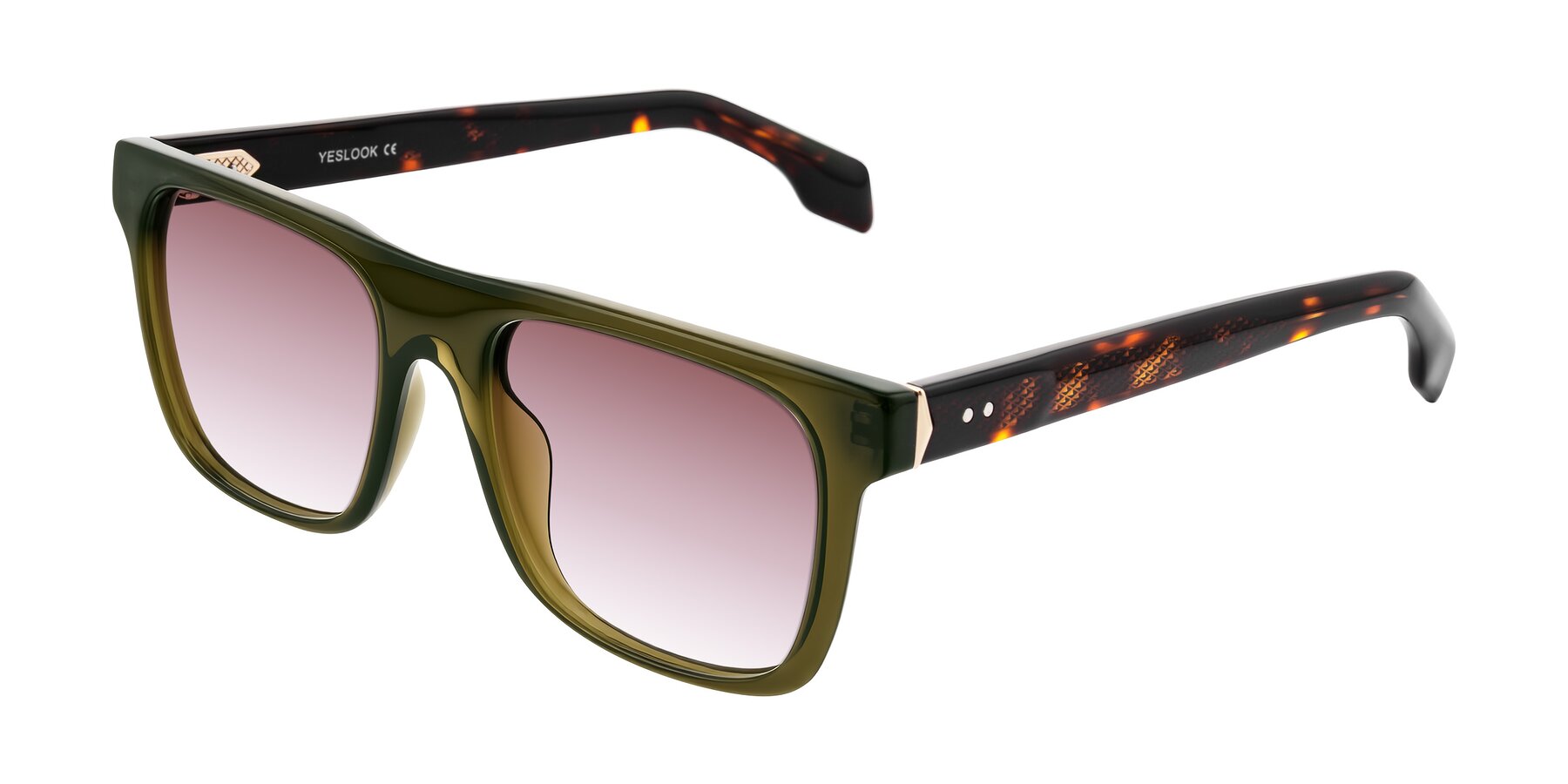 Angle of Lucid in Green/Tortoise with Garnet Gradient Lenses