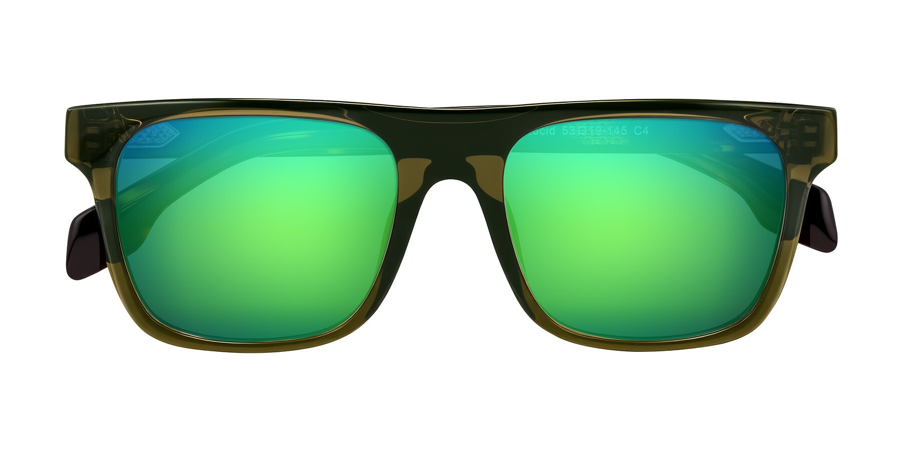 Folded Front of Lucid in Green/Tortoise with Green Mirrored Lenses