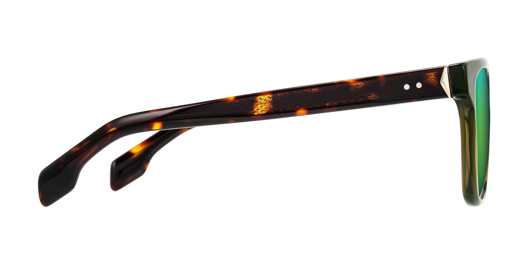 Side of Lucid in Green/Tortoise with Green Mirrored Lenses