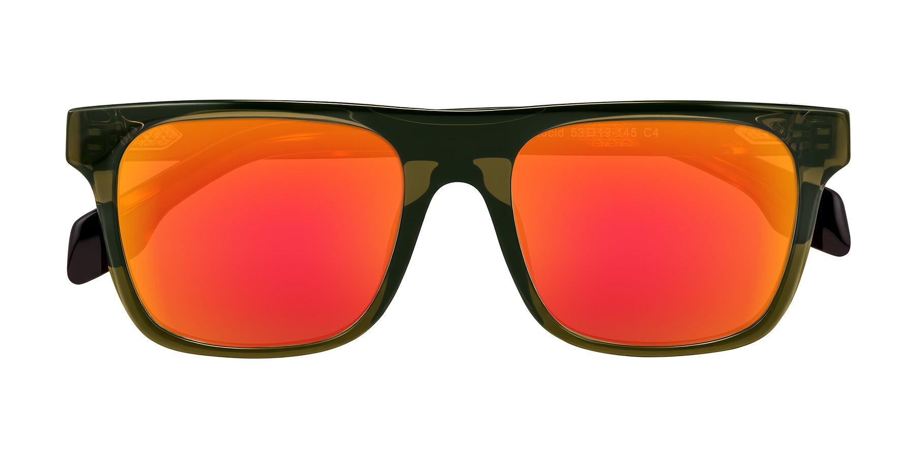 Folded Front of Lucid in Green/Tortoise with Red Gold Mirrored Lenses