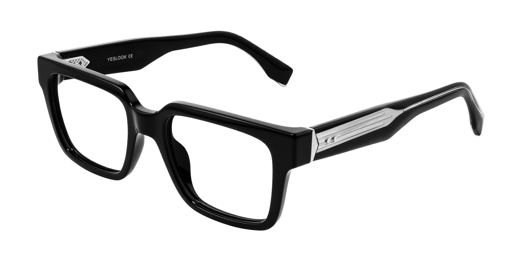 Angle of Nimble in Black with Clear Eyeglass Lenses