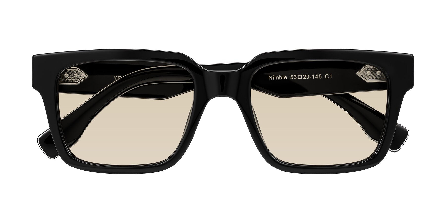 Folded Front of Nimble in Black with Light Brown Tinted Lenses