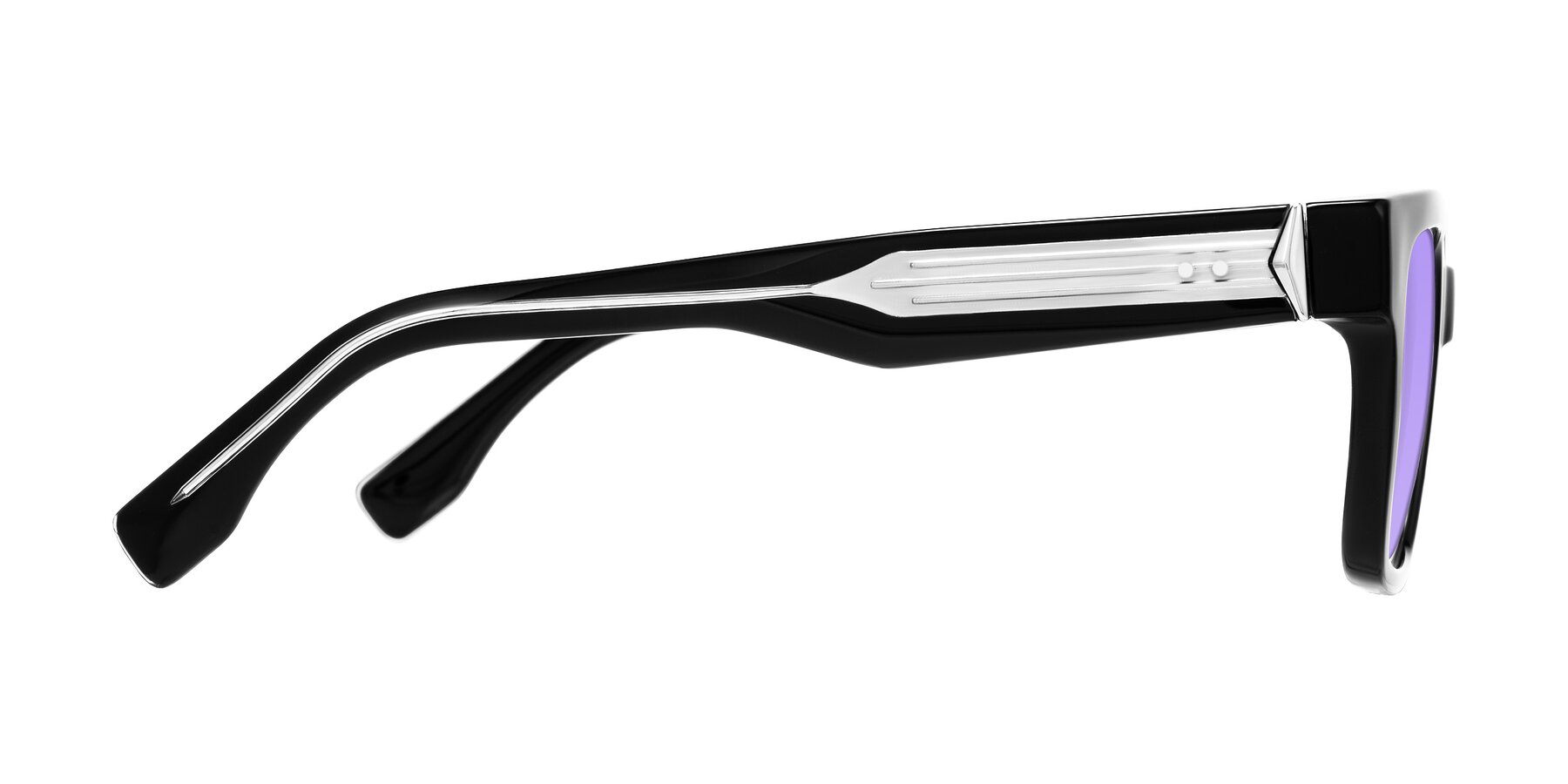 Side of Nimble in Black with Medium Purple Tinted Lenses