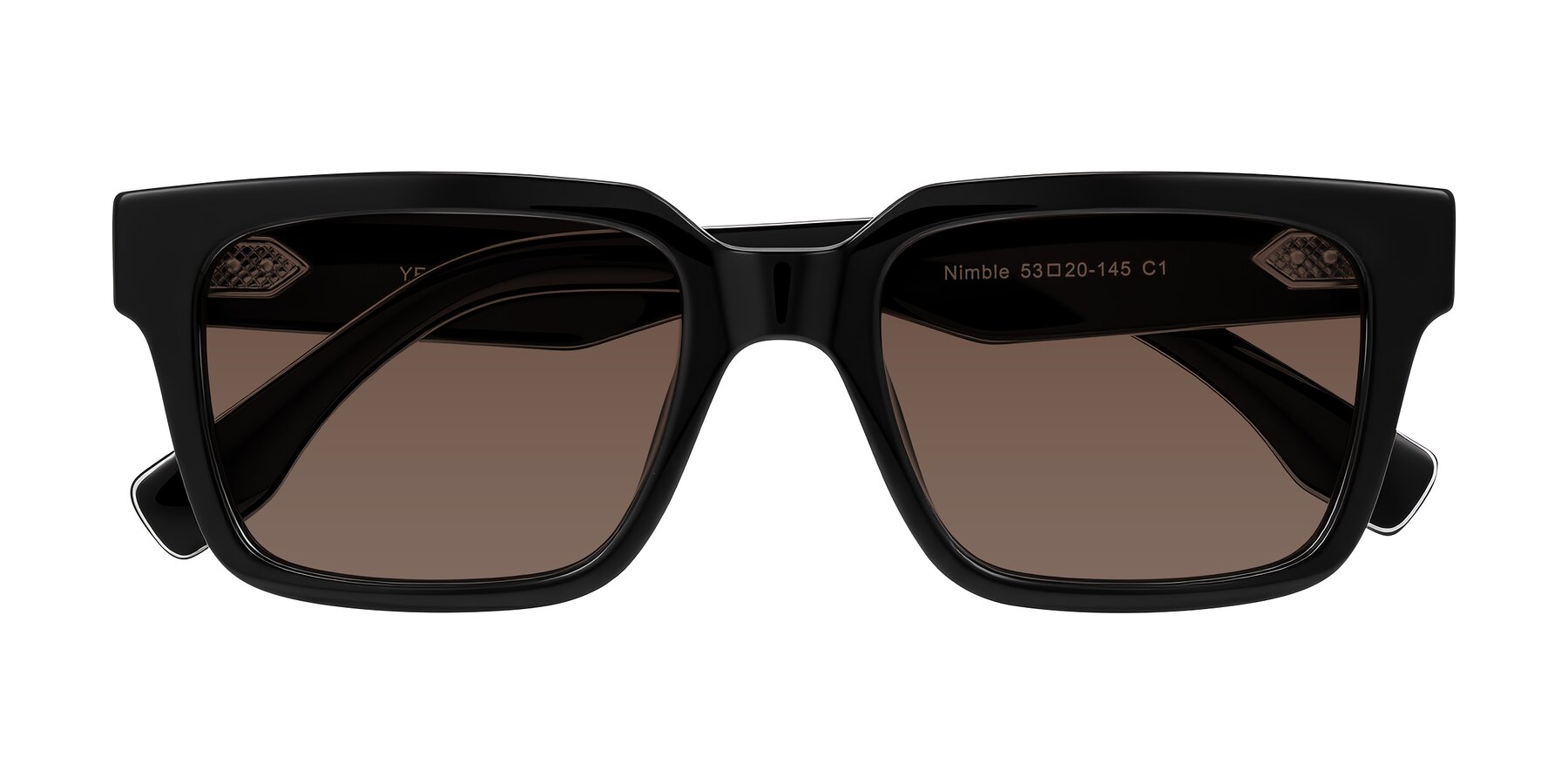 Folded Front of Nimble in Black with Brown Tinted Lenses
