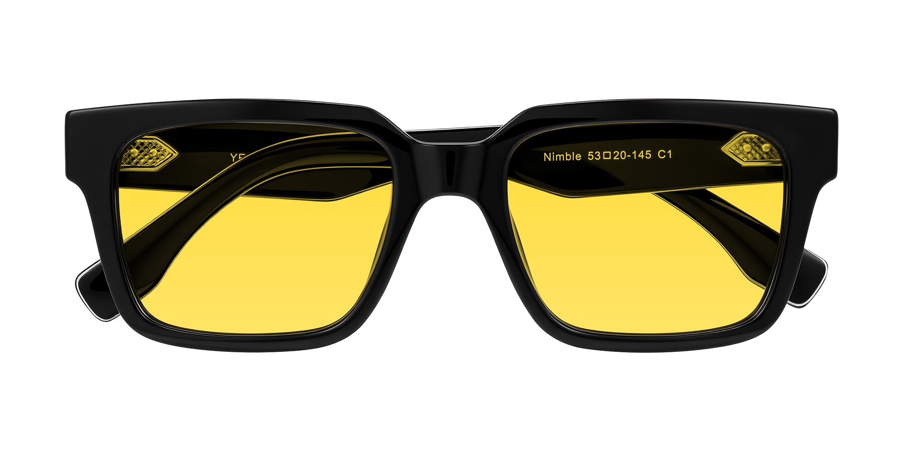 Folded Front of Nimble in Black with Yellow Tinted Lenses