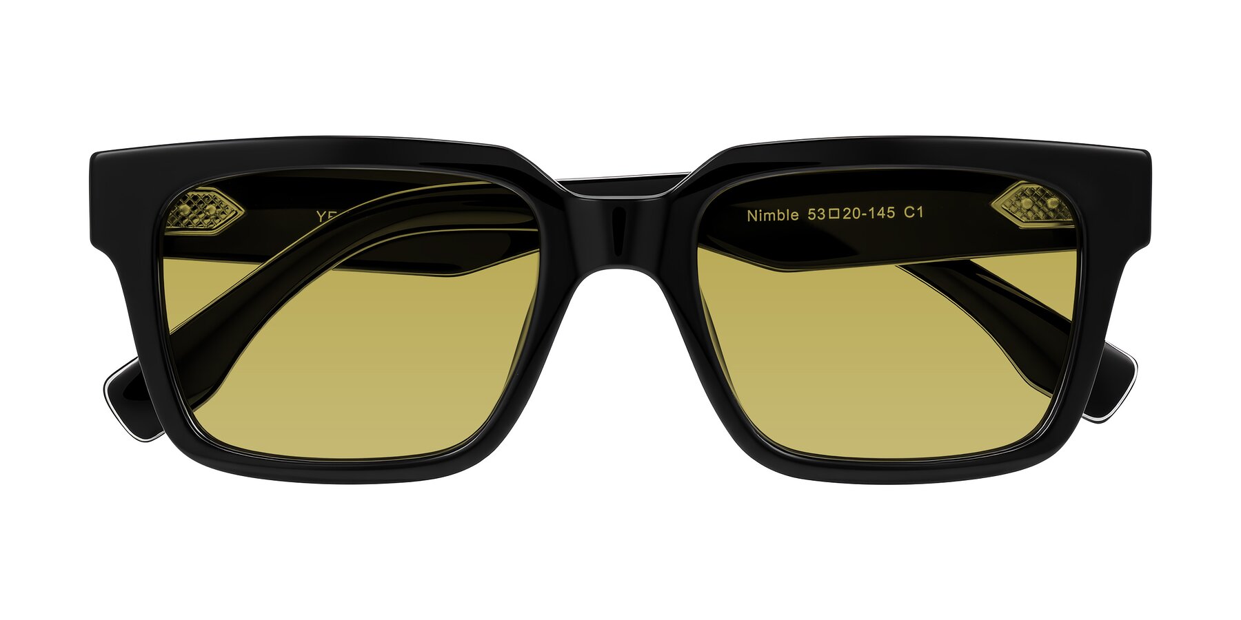 Folded Front of Nimble in Black with Champagne Tinted Lenses