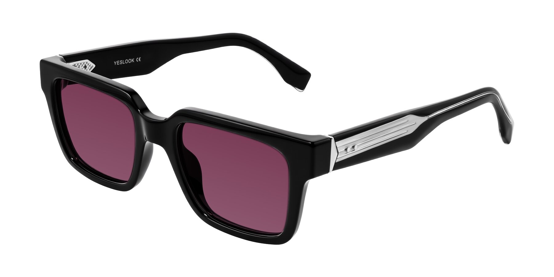 Angle of Nimble in Black with Wine Tinted Lenses