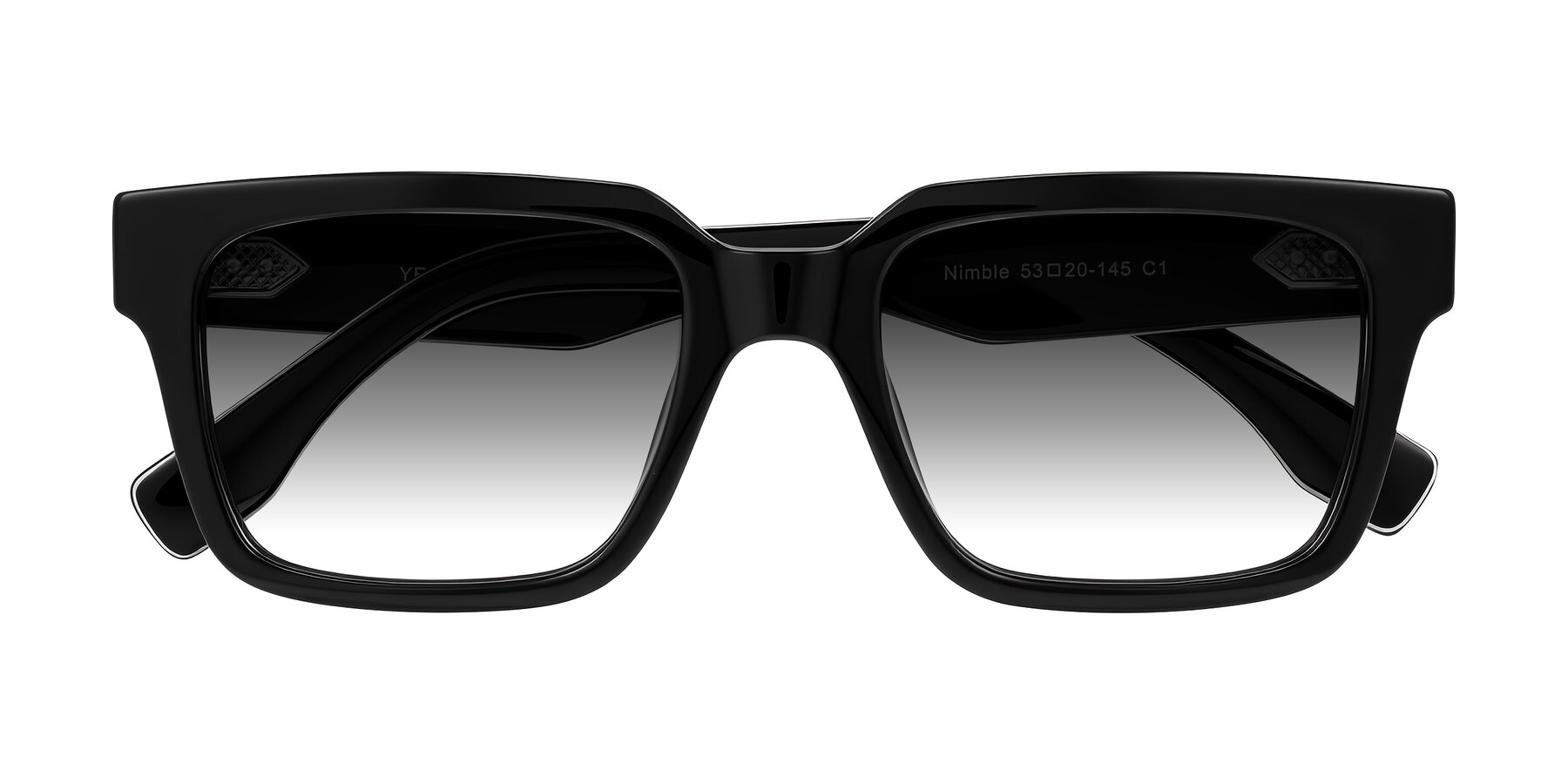 Folded Front of Nimble in Black with Gray Gradient Lenses