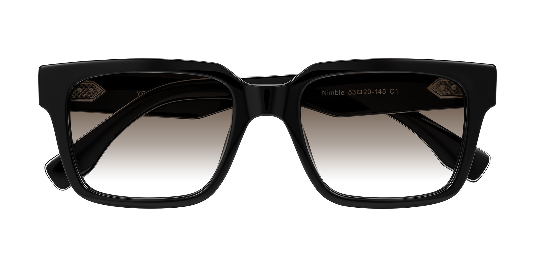 Folded Front of Nimble in Black with Brown Gradient Lenses