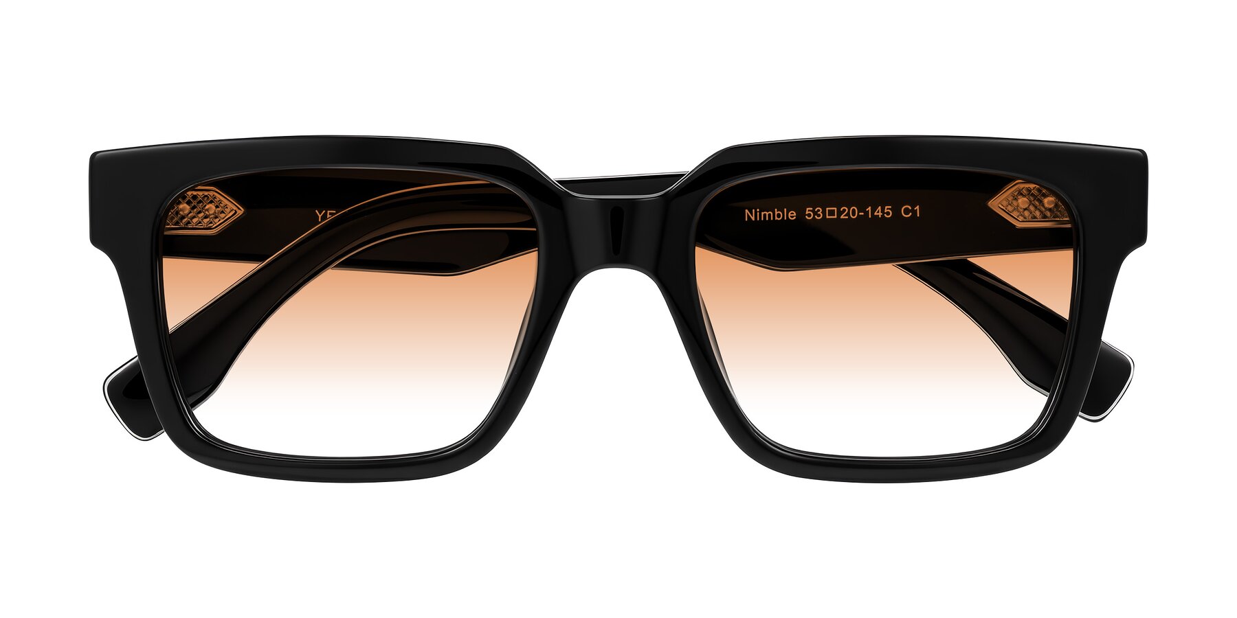 Folded Front of Nimble in Black with Orange Gradient Lenses