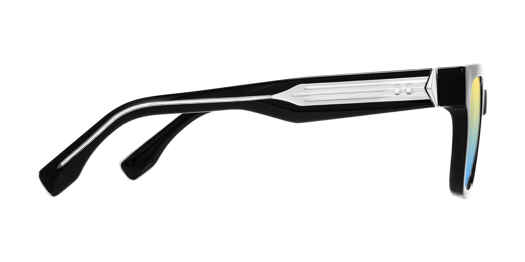 Side of Nimble in Black with Yellow / Blue Gradient Lenses