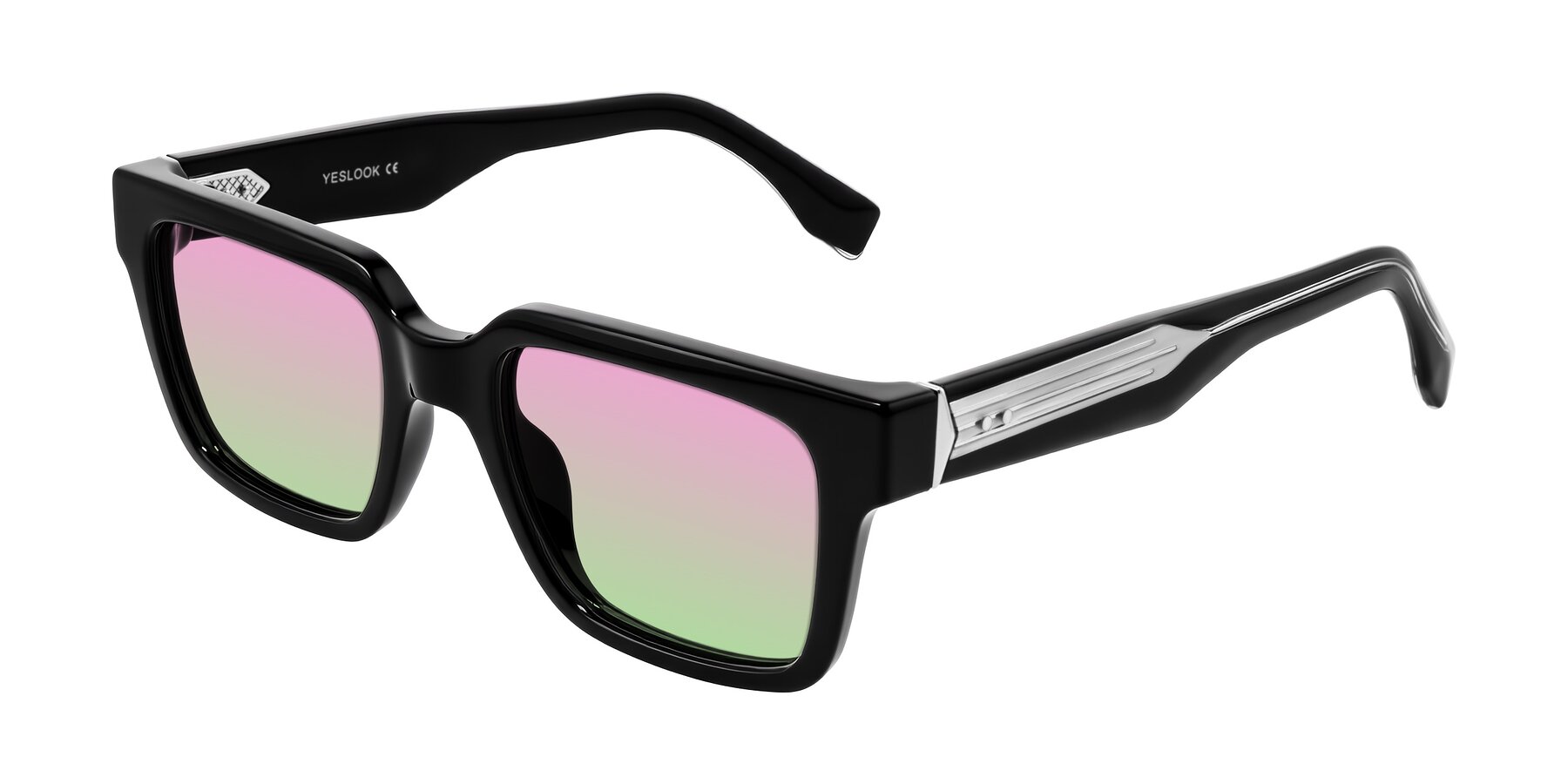 Angle of Nimble in Black with Pink / Green Gradient Lenses