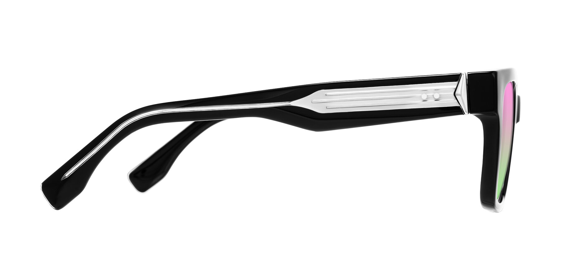 Side of Nimble in Black with Pink / Green Gradient Lenses