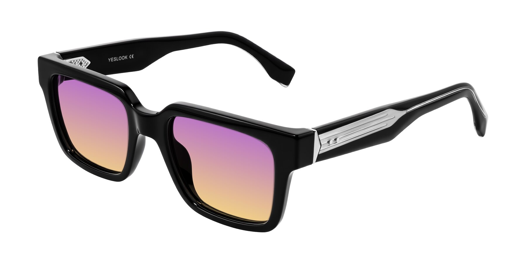 Angle of Nimble in Black with Purple / Yellow Gradient Lenses