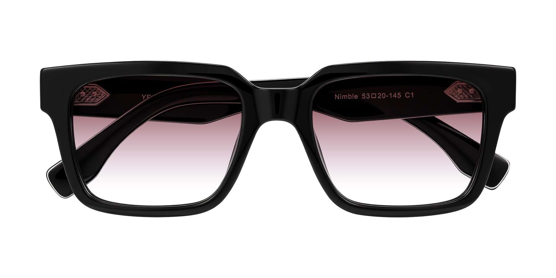 Folded Front of Nimble in Black with Garnet Gradient Lenses