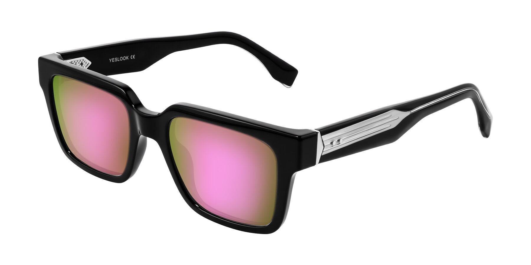 Angle of Nimble in Black with Pink Mirrored Lenses