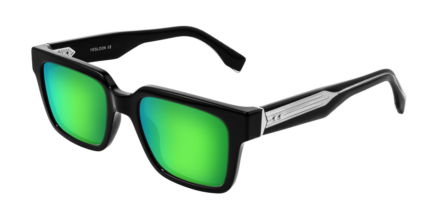 Angle of Nimble in Black with Green Mirrored Lenses