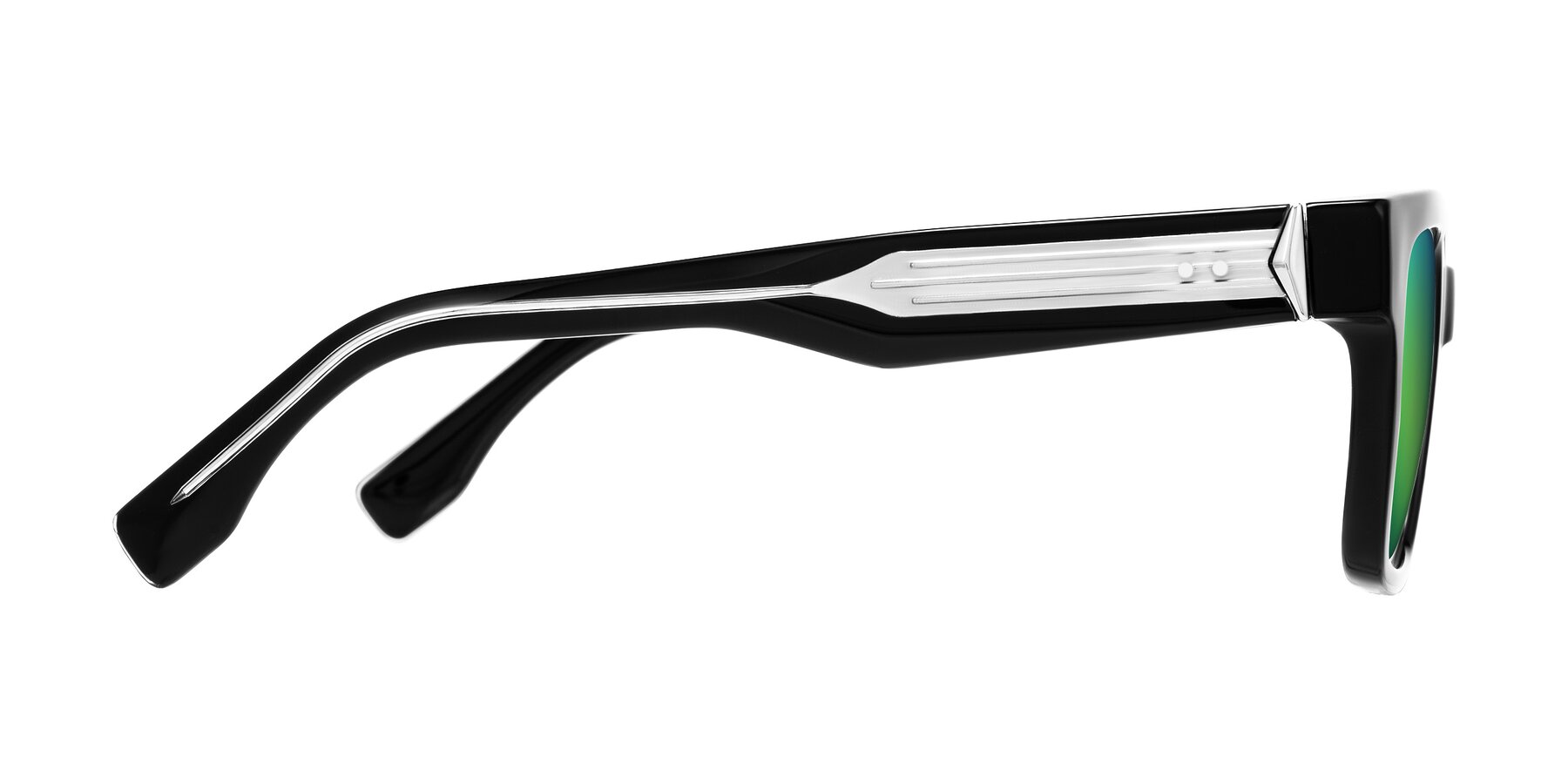 Side of Nimble in Black with Green Mirrored Lenses