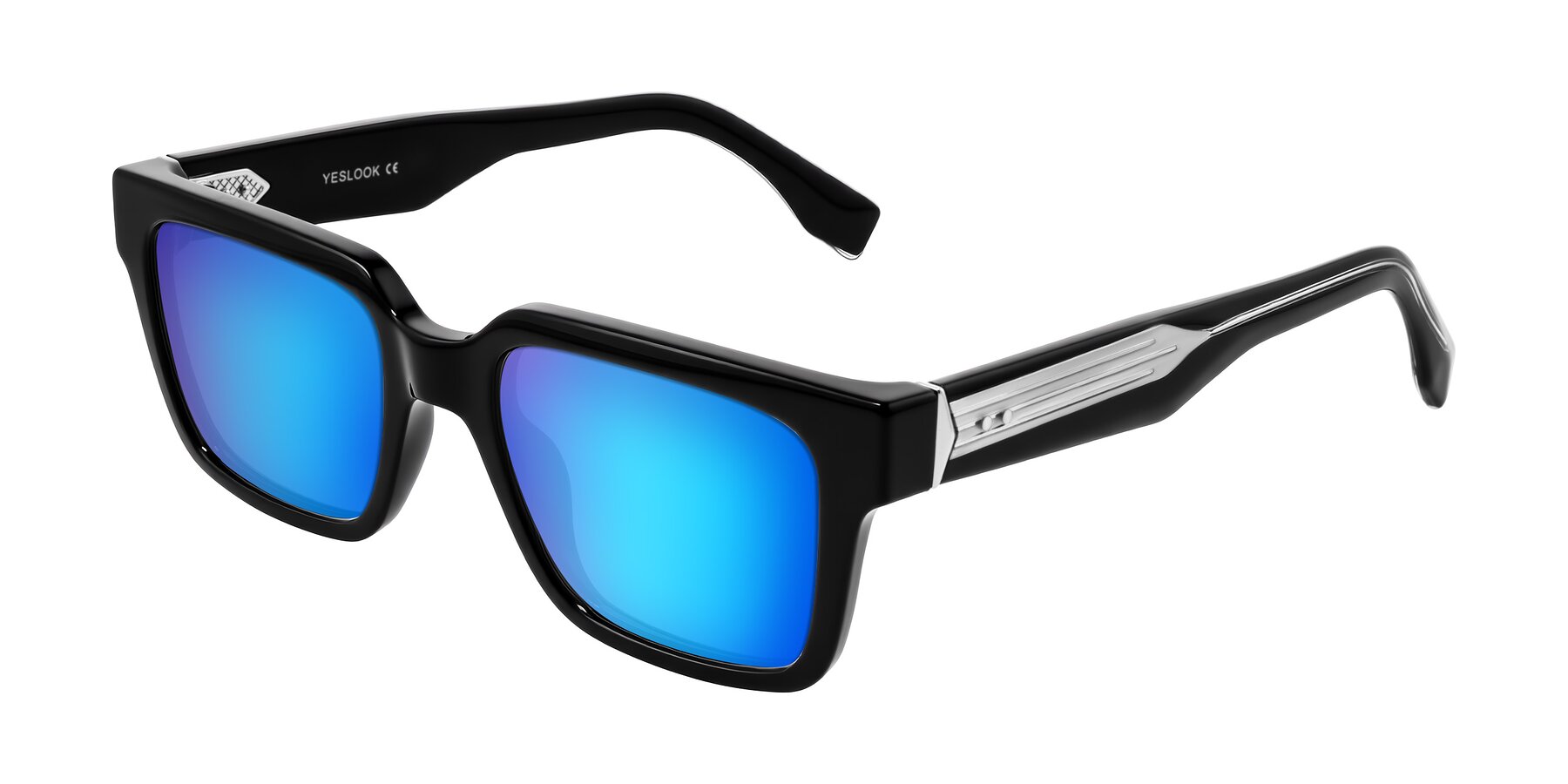 Angle of Nimble in Black with Blue Mirrored Lenses